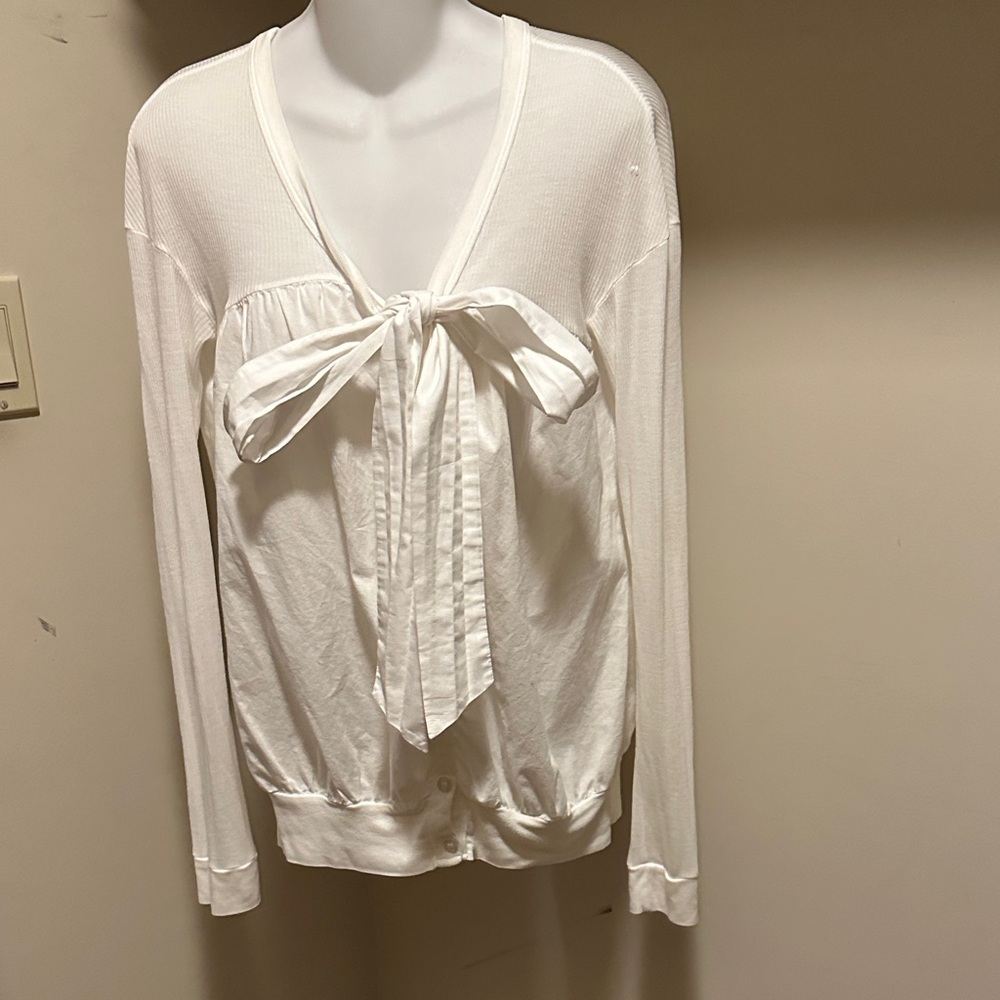 Clu vintage White Tie-Front Cardigan M